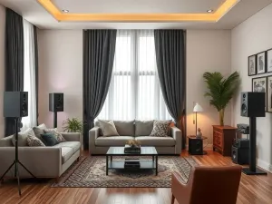 audio set in living room