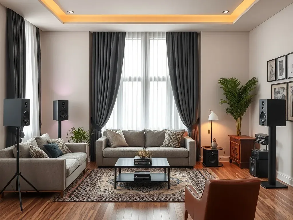 audio set in living room
