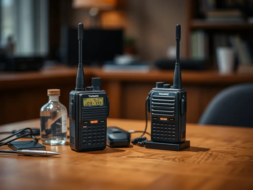 walkie talkie set on table