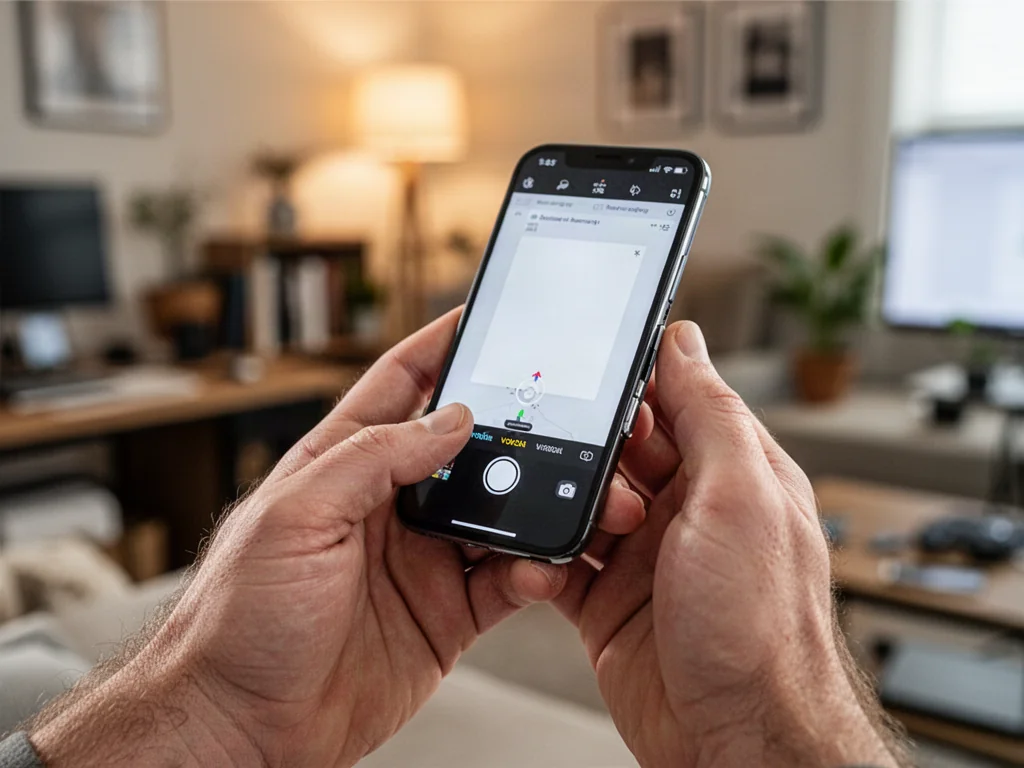 Dłonie trzymające iPhone'a podczas naciskania przycisków bocznych w celu wykonania zrzutu ekranu.